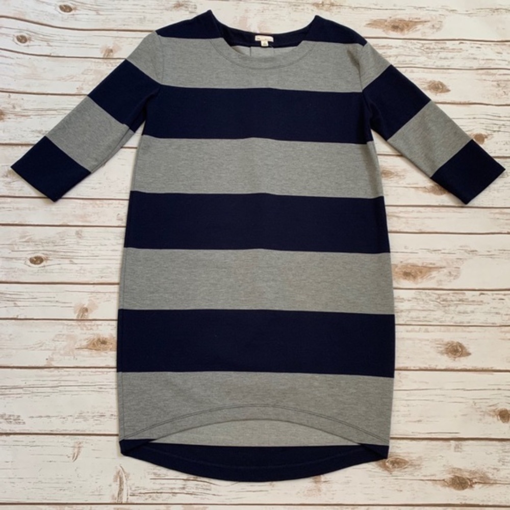 Gap Grey Navy Blue Striped High Low Dress
